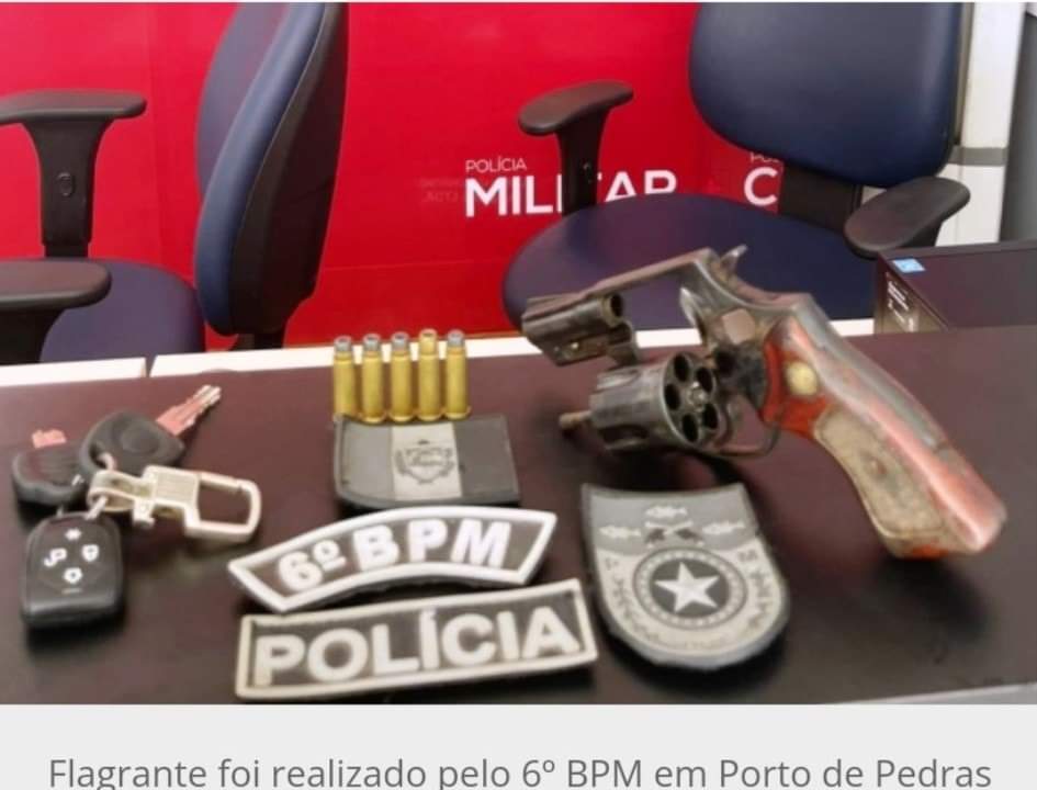 JOVEM É PRESO POR PORTE ILEGAL DE ARMA DE FOGO EM PORTO PEDRAS: